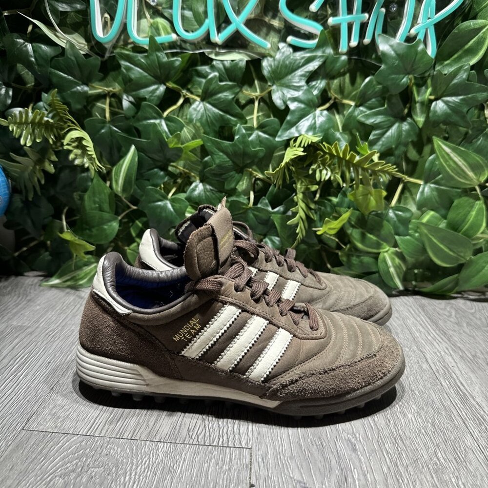 Adidas Mundial Team Men 5 Women 6-6.5 Soccer Shoe Brown Athletic Sneakers Indoor